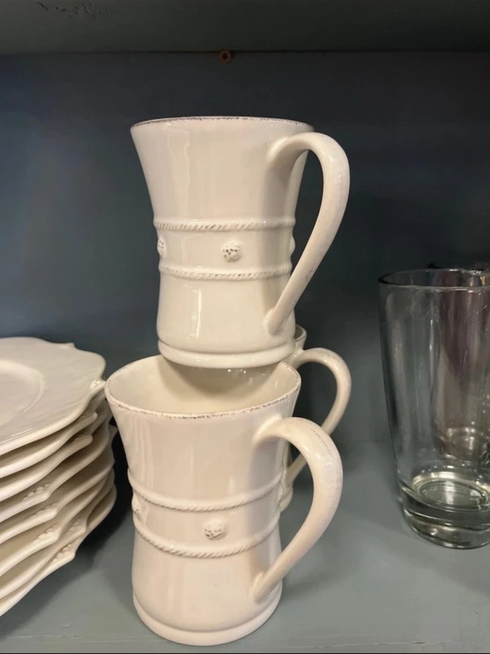 3 Juliska Berry & Thread Distressed/Whitewash Mugs